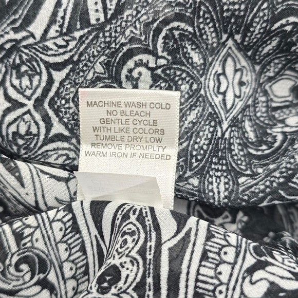 Dressbarn Paisley Print Kimono Style Boat Neck Sheer Top Black White 2X - Picture 4 of 7